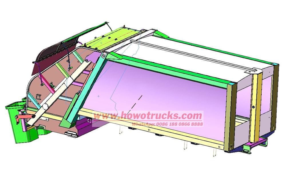 3D drawing rear loader compactor truck drawing